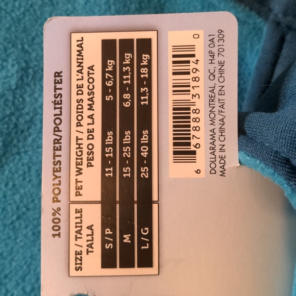 Sold🌷5 for $20🌷 SM - ADD-ON: Teal Reversable Polar Fleece Dog Coat - Picture 8 of 8